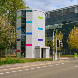 Exterior view of a bicycle parking tower