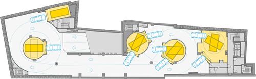 Le schéma montre l'emplacement de la cabine d'entrée d'un système de stationnement